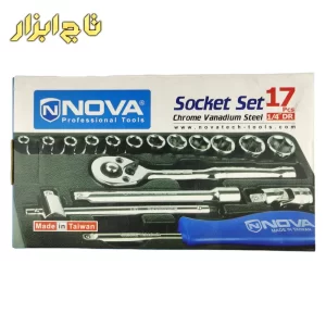 مجموعه آچار بکس نووا مدل NTS 7003 ست 17 عددی شش گوشه