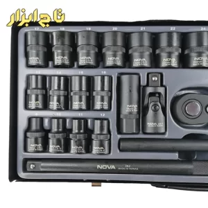 جعبه بکس 26 پارچه نووا مدل NTS-7000 دارای 20 سوکت با سایز مختلف