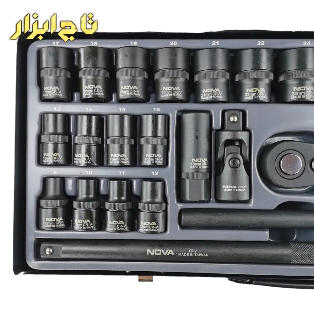 جعبه بکس 26 پارچه نووا مدل NTS-7000 دارای 20 سوکت با سایز مختلف
