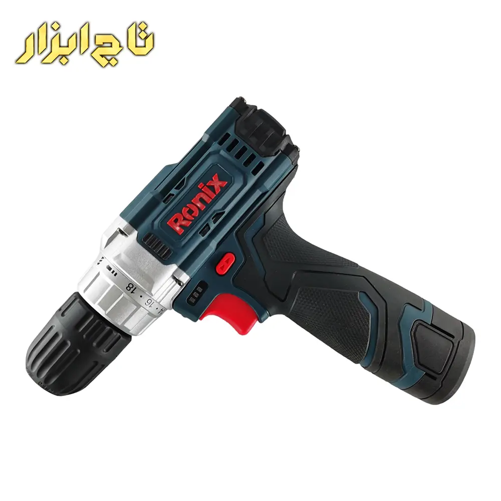 نمای رو به رو دریل شارژی 12 ولت رونیکس مدل 8613